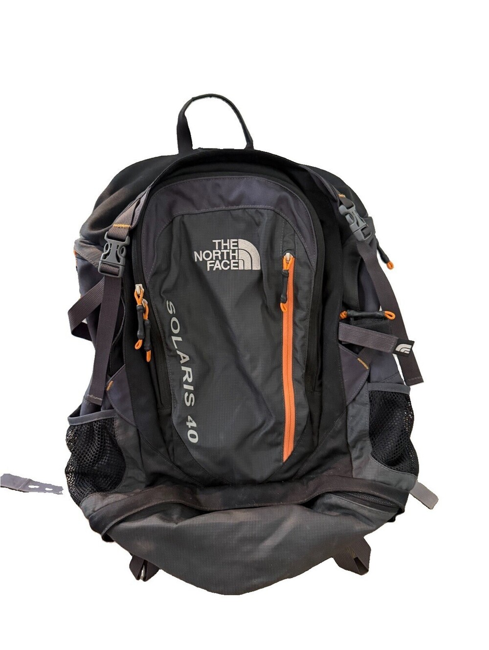The North Face Solaris 40 Backpack 40L Black Gray Orange Hiking Camping Travel